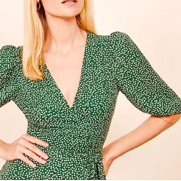 Reformation Christa Midi Wrap Dress Puff Sleeve Floral Size Large - Picture 5 of 15